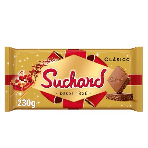 Suchard Turrón de Chocolate con Leche y Arroz Inflado, 230g | Una deliciosa combinación de chocolate con leche y arroz inflado para disfrutar del auténtico sabor de la Navidad