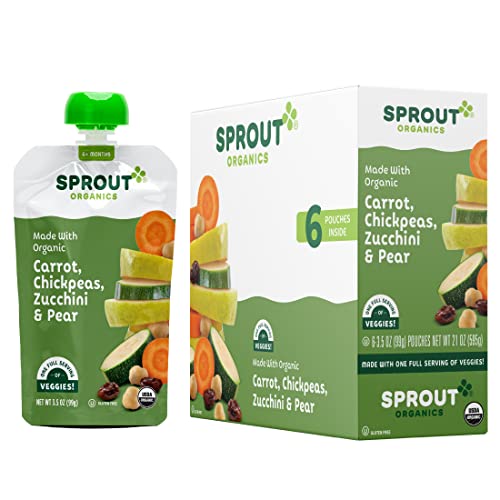 Sprout Organics, Carrot, Chickpeas, Zucchini & Pear, 6+ Month Pouches, 3.5 Oz (12-Count) #TOP1