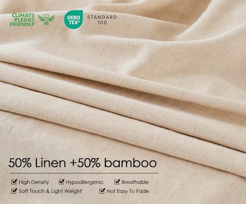 Image of SLEEPBELLA Linen Duvet Cover Set Queen Size-1 Duvet Cover with 2 Pillow Shams with Button Closure Soft Breathable Farmhouse