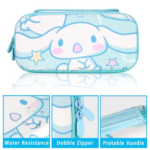 Image of TIKOdirect Carrying Case for Nintendo Switch & OLED Mode, Cute Portable Travel Bag with 10 Game Card Slots Inner Storage Bag for Nintendo Switch Console Joy-Con & Accessories, Blue