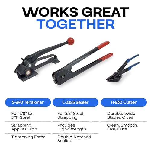 Image of IDL Packaging C-3125 Double-Notched Front-Action Sealer /Crimper for 5 /8 inch Steel Strapping - Durable Tool with Long Handle - Good for Horizontal and Vertical Operation - Heat-Treated Wearing Steel Parts