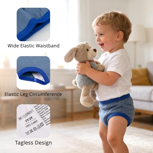 Image of BIG ELEPHANT Potty Training Underwear, 100% Cotton Absorbent Unisex Toddler Pee Pants for Boys Girls