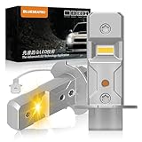 BLUESEATEC 【業界最ショート】H3 LEDフォグランプ ハロゲンより2倍明るい イエロー 角度調整可能 車検対応 3000K 無極性 12V車対応 静音 瞬間起動 2個入