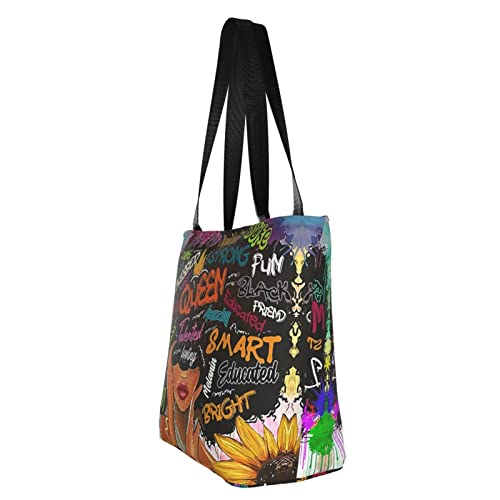 African American Woman Tote Bag Black Girl Shoulder Bag Afro Handbag Beach Bag for Adults Students Office Travel3