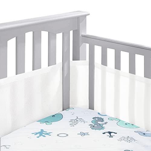 Bettumrandung Babybett,2 Pack Baby Nestchen Bettumrandung,Kopfumrandung Babybett,Atmungsaktive Krippenumrandung,Babybett Atmungsaktiver Kollisionsschutz,Nestchen für Kinderbetten,Babybett Umrandungen