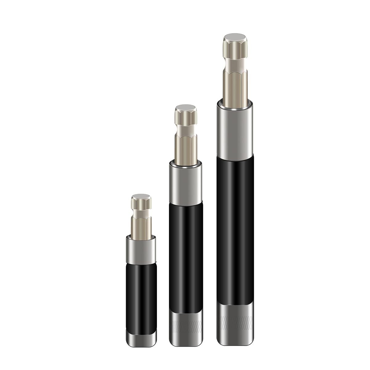 HOHXEN 3 Pcs 1/4 Inch Hex Shank Magnetic Bit Holder Extension Quick Change Screwdriver Connection Rod Adapter Sleeve for Screws Nuts