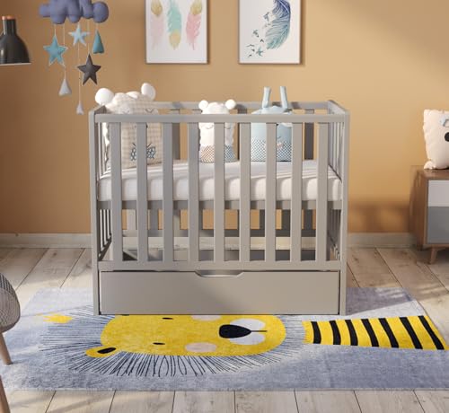 Love For Sleep Space Saving Cot 100x50cm with Drawer and FREE Deluxe Quilted Aloe Vera Mattress (Grey)