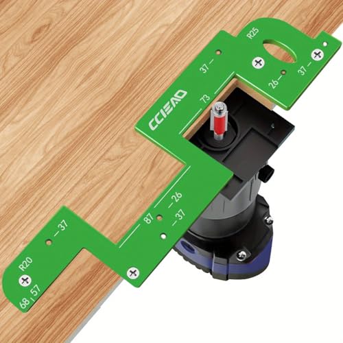 Stable Arc Grooving Auxiliary Tool with Round Corner Radius Templates R20/R25, Aluminum Alloy Handle-Free Slotting Locator Jig Punch Positioning Fixture for Wardrobes and Kitchen Cabinets