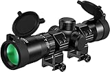 CVLIFE 1.5-5x32 Crossbow Scope, 20-100 Yards Etched Glass Ballistic Reticle, Red Green Illuminated Crossbow Scope for Hunting with 20mm Scope Rings