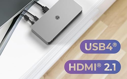 Icy Box USB4 Docking Station (10-In-1) Per 2 Monitor (2X Hdmi 2.1), 4K 120Hz / 8K 60Hz, 4X Usb Hub, 3X Usb 3.2 Gen 2 (10 Gbit/S), 100W Pd, 2.5 Gigabit Ethernet, Audio, Lettore Di Schede, IB-DK2880-C41 - 2
