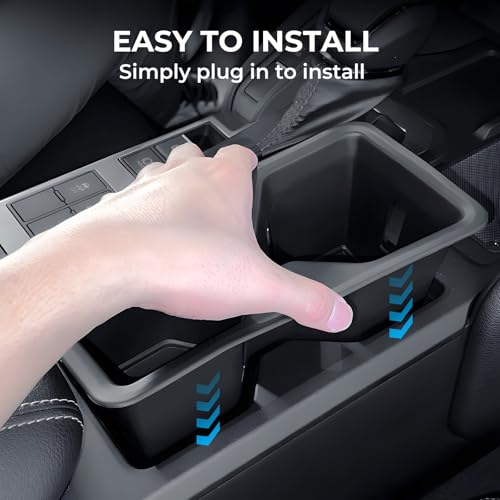 Image of Center Console Cup Holder Inserts for Toyota Land Cruiser 2026 2025 2024, Interior Accessories TPE Car Cup Holder for 2024-2026 Land Cruiser, Black
