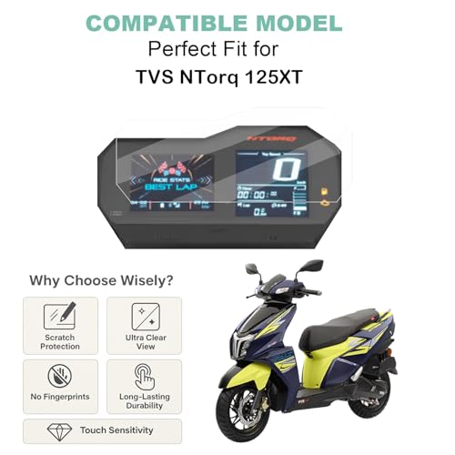 Image of Wisely Premium Screen Guard for TVS NTorq 125XT Scooter Instrument Display Cluster Digital Meter Protector Ntorq 125 XT BS6, Easy installation kit, HD Clear, Full Cover