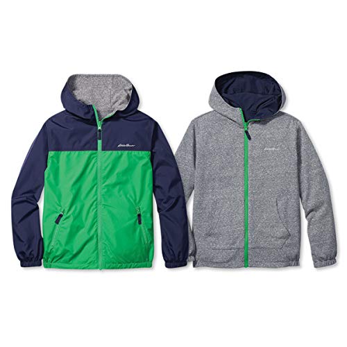 Eddie Bauer Kids Reversible Jacket - Full Zip Hooded Windbreaker, Water Repellent Jacket For Boys And Girls (Xs-Xl), Size X-Small, Navy #TOP9