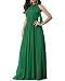Aofur New Lace Long Chiffon Formal Evening Bridesmaid Dresses Maxi Party Ball Prom Gown Dress Plus Size (Medium, Green Short Sleeve)
