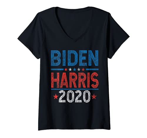 Mujer Retro Atrapado Joe Biden Kamala Harris, Biden Harris 2020 Camiseta Cuello V
