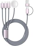 Temdan for Apple Watch Charger,4 in 2 USB C Cable for iPhone 17 Charger/Type C/Micro USB,Multi Charging Cable Cord,Travel Vacation Essentials Designed for iWatch &iPhone 16-12-Grey
