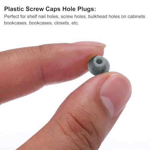 Image of MECCANIXITY 100pcs Plastic Hole Plugs, 5mm (3 /16 Inch) Dark Grey Screw Caps Cover Snap in Locking Round Button Top Shelf Plugs for Cabinet Cupboard Bookcase License Plate Furniture