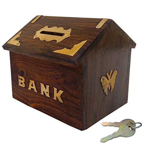 Giftoshopee Wooden Money Bank Hut Style Kids Piggy Coin Box Gifts Handmadewith Lock, Antique (B07MBV1SQR) Amazon Price History, Amazon Price Tracker