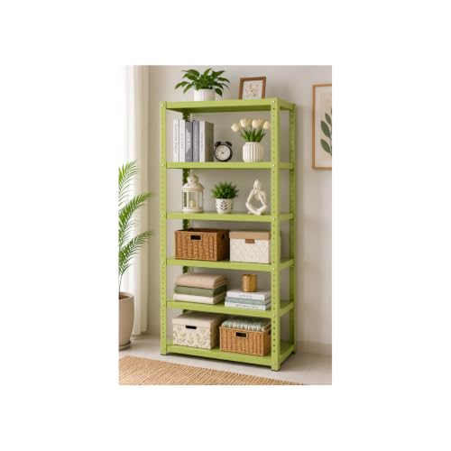 Image of Modern Metal Storage Rack Shelf for Home Decor, Living Room Office Heavy Duty Multi-Purpose Organizer,Plant Stand & Display Rack 4 /5 /6 Shelf Optionsbin (Pista, Large 60H-24L-12W INCH 6 shelf)