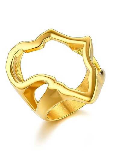 KeyStyle Gold African Map Ring For Men Women, Size 07 Pinky Rings Jewelry