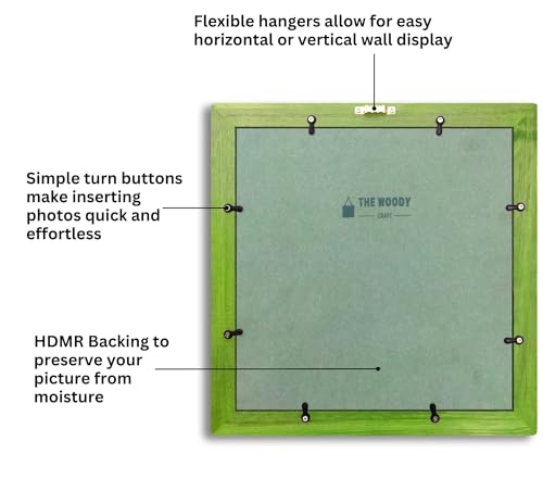 Image of 8 x 8 inch Wooden Photo Frame with Mat, Green Photo Frame 8 x 8 inch with Mat or 12 x 12 inch without Mat for Wall Decoration, Gallery Walls, Best Wooden Photo Frames for Posters and Photos