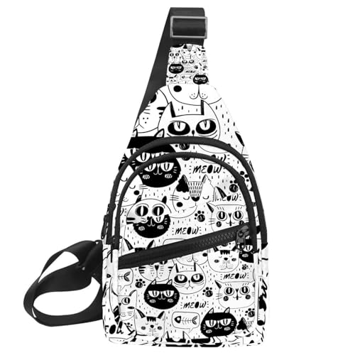 Bolso bandolera con diseño de gatos compacto y ligero para optimizar tus caminatas