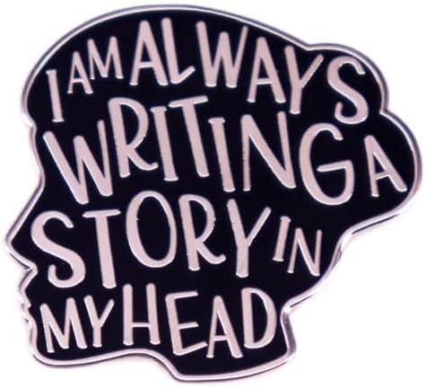 I'm Always Writing a Story in My Head Enamel Pin, Creative Writer Metal badge Brooch image 2