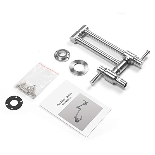 Jzbrain Pot Filler Faucet Wall Mount Stainless Steel Commercial Pot Filler 5.5 Gpm Heavy Duty Style With Folding Stretchable Double Joints 2 Handles #TOP6