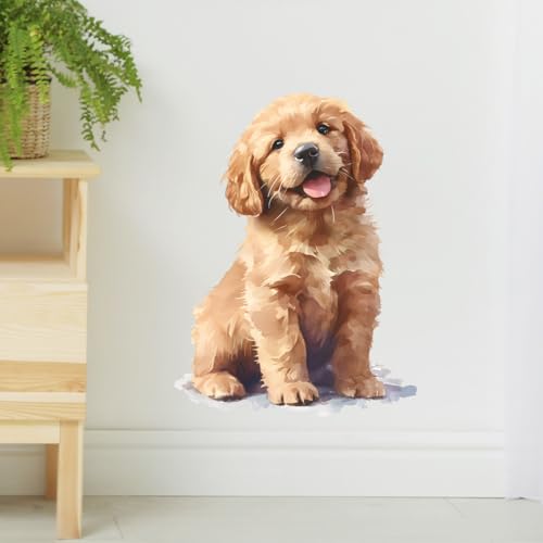 Vinilo Decorativo Perrito Golden Retriever Removible miniatura 1