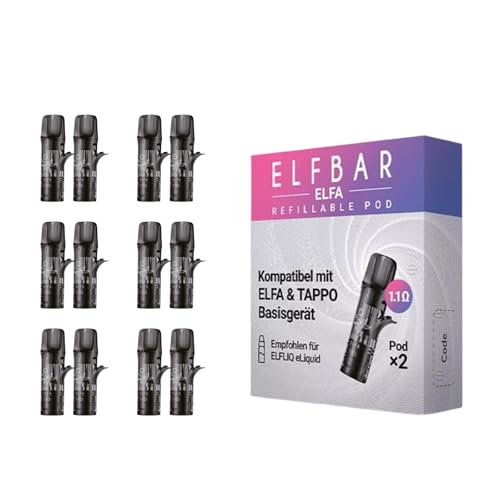 ELFBAR ELFA Leerpods Selbstbefüllbar (6x 2er Pack) - Nachfüllbare Pods für ELFA System - 2ml Tankvolumen - Ohne Nikotin Ohne Liquid - Kompatibel mit ELFA Geräte