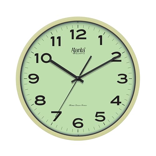 Image of Ajanta Home Decor Clock 12 Inch (305mm) Parrot Green | Luxury Silent Sweep Wall Clock | Stylish Modern Design | Model 10047