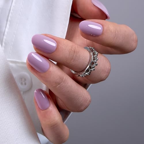 Image of CurvLife Extra Short Square Press On Nails, Purple, Lilac Veil, Soft Gel