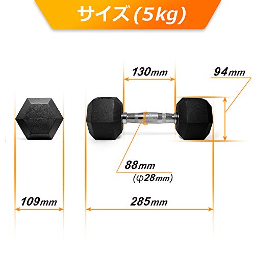 ヘックスダンベル 5㎏ ダンベル 鉄アレイ キャストアイアン 