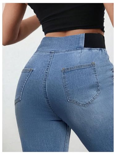 GORGLITTER Women's High Waisted Boot Cut Jeans Trendy Wide Leg Bell Bottom Denim Pull On Jeans Stretchy4