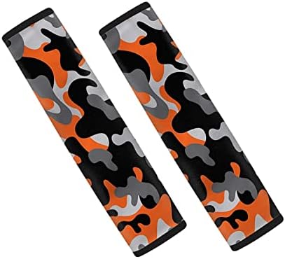 Forchrinse 2Pieces Orange Camouflage Car Seat Belt Pads Cover,Comfortable Shoulder Strap Covers Harness Pad for Car,Truck, SUV,Camera,Backpack