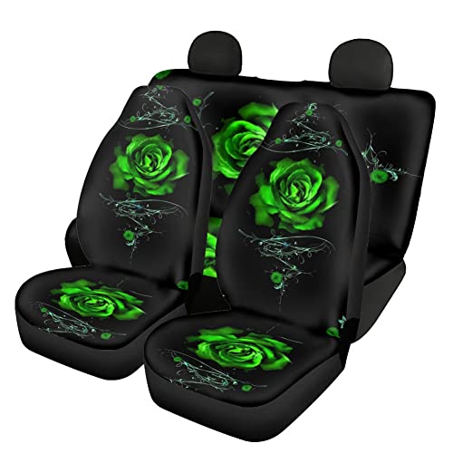 Housses de siège de voiture universelles motif rose verte pour voyages en famille