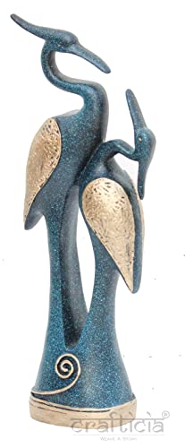 Image of Resin Kissing Swan Duck Pair Showpiece Love Birds Crane Figurine for Home Decor (11X35 cm, Blue)