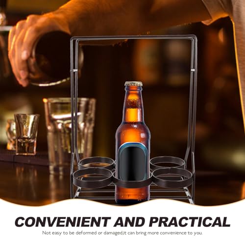 Soporte de vino de hierro con mango de madera para 6 botellas miniatura 7