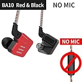 J&R KZ BA10 Écouteurs en métal 5BA avec armature équilibrée et basses Hi-Fi Écouteurs intra-auriculaires pour sport avec suppression du bruit (sans micro, rouge) J&R KZ BA10 Écouteurs en métal 5BA avec armature équilibrée et basses Hi-Fi Écouteurs intra-auriculaires pour sport avec suppression du bruit (sans micro, rouge)