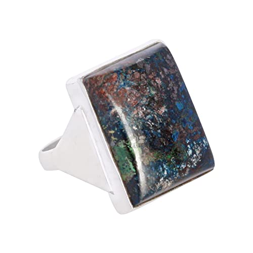 Bague chrysocolle fine de prestige et argent 925 massif
