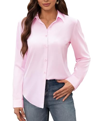 Chemise ajustée femme manches longues en coton blanc uni pour le bureau