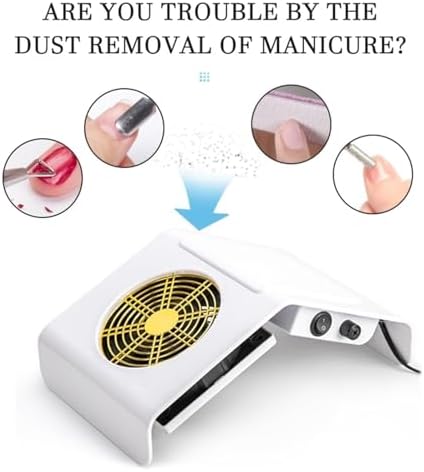 Powerful Nail Dust Collector Vacuum for Acrylic Nails, Strong Suction Nail Cleaner, Professional Nail Tech Dust Collector Machine, Efficient Nail Salon Equipment (Bag 1White10)