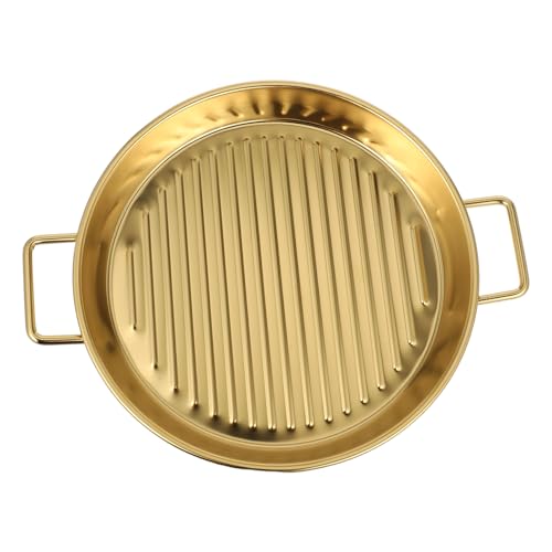 STOBAZA Camping Plates Metal Round Dinner Dishes Stainless Steel Steak Plates Portable Easy to Carry