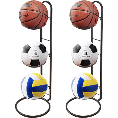3 Stufiges Ballständer aus Metall,2PCS Basketballständer,Abnehmbaren Fußballständer,Stufiges Vertikale Ballaufbewahrung,Garage Organizer Für Sportgeräte,Sportgeräte-Organizer Ausstellungsständer