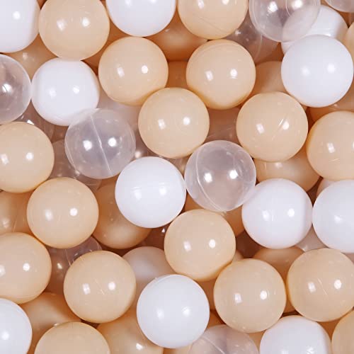 Realhaha Ball Pit Balls Children Plastic Playballs 100 Milktea White Clear