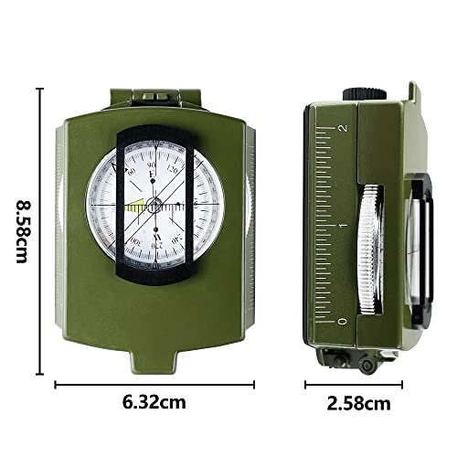 Gvolatee Kompass Militär Marschkompass mit Tasche für Camping, Wanderung, wandern Wasserdicht Wandern Militär Navigation Kompass mit Fluoreszierendem Design – Bild 3