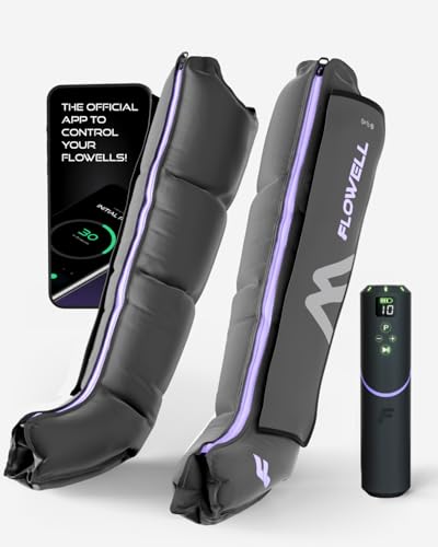 Flowell Sport Mobile Boots Set Connect App-Controlled 4-Air-Chambered Deep Tissue Compression Recovery Boots & Post-Workout Leg Recovery Compression System for Pro Athletes
