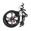 BSTSEL 27.5Inch Adult Folding Mountain Bike,Dual Suspension Mountain Bikes with 27.5 Inches 3-Spoke Wheel, 21 Speed Mens and Womens Foldable Mountain Bicycle (27.5 Inch Black & Red) #4