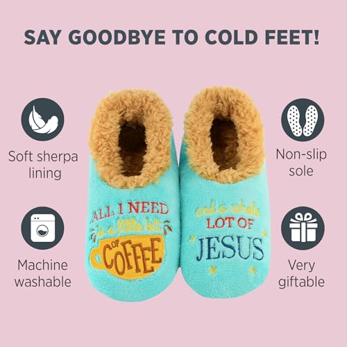 Image of Snoozies Coffee Slipper Socks for Women Cute Gifts and Fun House Slippers with Soft Sherpa Lining and Grips