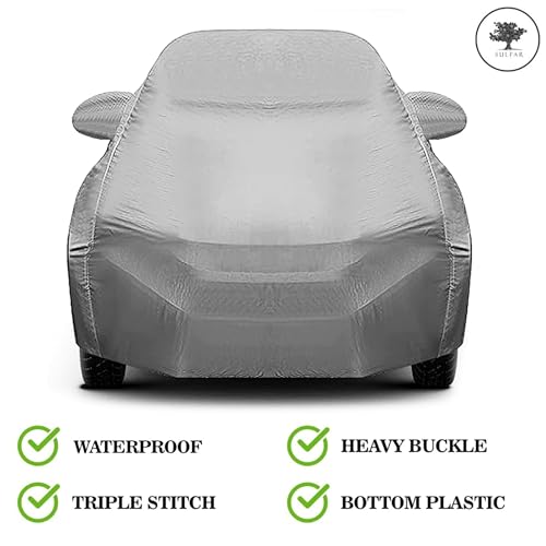 Image of Sulfar 100% Waterproof Car Body Cover Compatible with Mirror for Hyundai Santro Xing (Triple Stitched, Full Bottom Elastic, Grey-TB)
